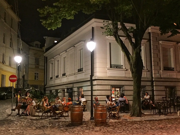 Belgrade cafe at night